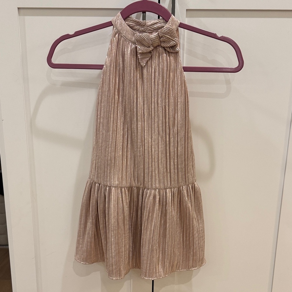 Janie and Jack Metallic Pleated Dress with Bow